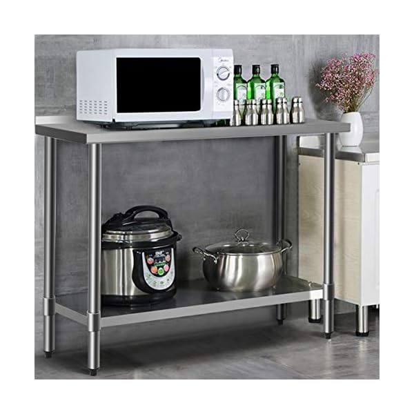 COSTWAY Arbeitstisch Edelstahl Küchentisch Gastro Edelstahltisch belastbar bis 250kg, Zubereitungstisch mit Zwischenbord… – Bild 6