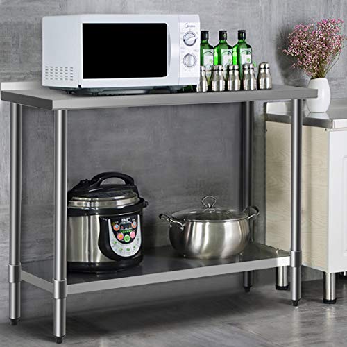 COSTWAY Arbeitstisch Edelstahl Küchentisch Gastro Edelstahltisch belastbar bis 250kg, Zubereitungstisch mit Zwischenbord… – Bild 6