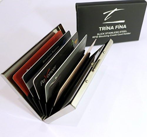 Thin Stainless Steel Rfid Blocking Wallet and Credit Card Holder for Men and Women of all ages. Preventing Identity Theft. Smooth surface. Fits well in Suits, Purses and Jean pockets.