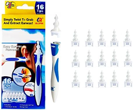Spiral Ear Cleaner Kit for Ear Wax Removal w/ New-Designed Replacement Tips (Blue)