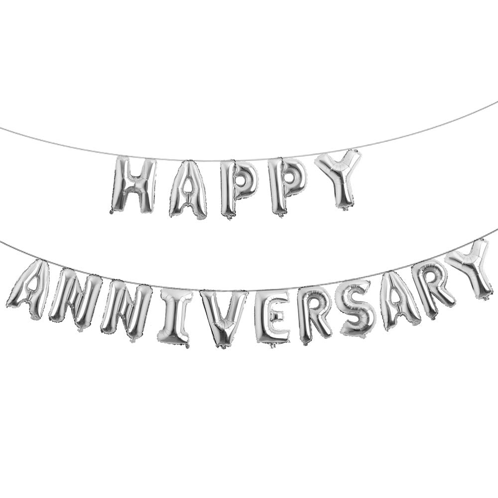 Photo 1 of 16 Inch Multicolor Happy Anniversary Letter Balloons Banner - Round Anniversary Balloon Banner for Party Decorations
