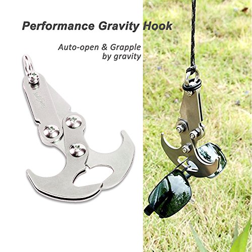 WodsWod Grappling Hook, Stainless Steel Outdoor Folding Gravity Hook, Load Up to 170lbs for Climbing, Hiking, or Tree Limb Removal