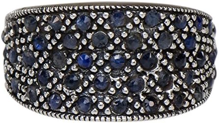 Simple Natural Sapphire saddle ring sterling silver 925