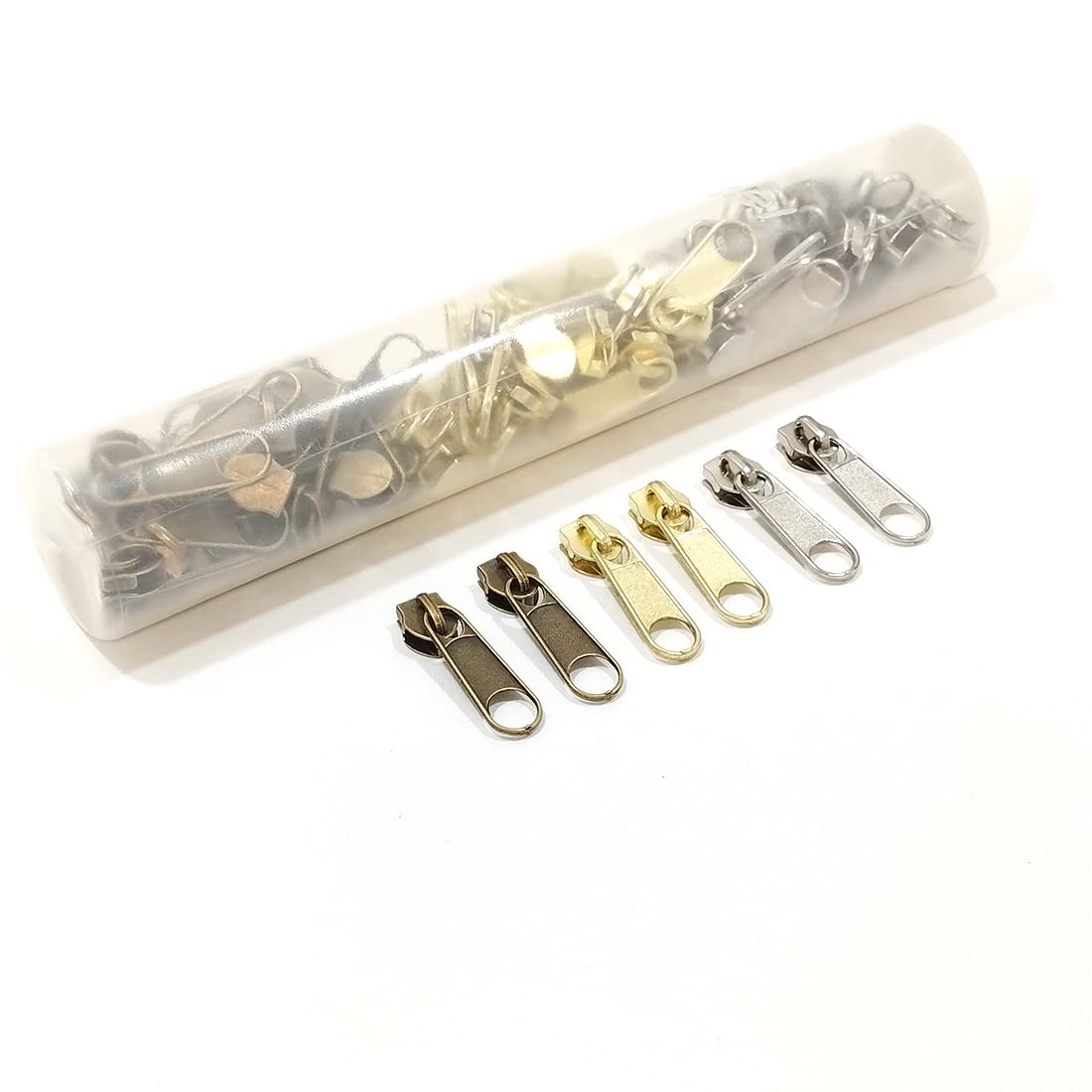 Zipper Slider, Tube with 132 Units of Zipper Sliders, Sliders, Zipper Pullers, There are 3 (3,66688899)