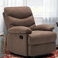 Windaze Recliner Chair, Massage Heat Lounge Sofa Chair Microfiber Ergonomic for Living Room Brown