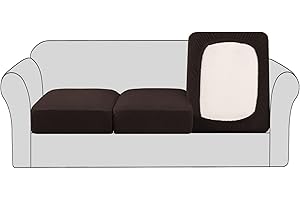 H.VERSAILTEX High Stretch Individual Seat Cushion Covers Sofa Slipcovers Couch Cushion Covers Sofa Covers Featuring Jacquard Textured Twill Fabric (3 Pack for 3 Cushion Sofa, Chocolate)