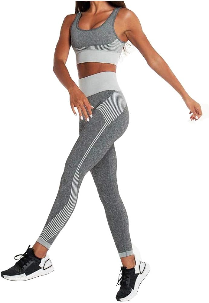 Women's Workout Sets 2 Pieces Suits High Waisted Seamless Yoga Leggings with Stretch Sports Bra Gym Cloth at  Women’s Clothing store