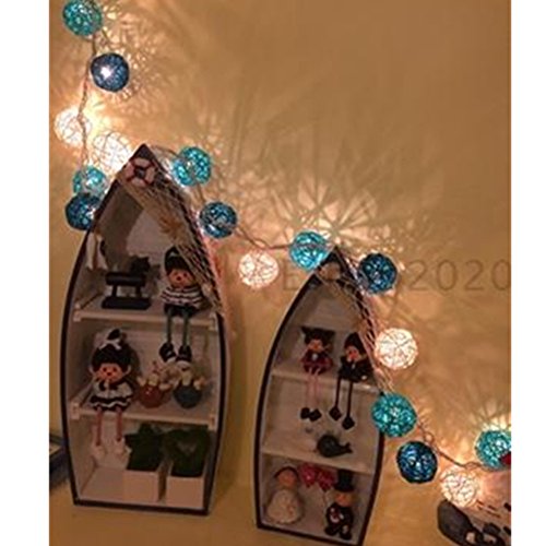 SpritechTM-2M-20-Bulbs-Plug-in-Rattan-Lights-Sepak-Takraw-Ball-String-Lights-Takraw-Lantern-Night-Lights-Fairy-String-Seasonal-Rope-Lights-for-Christmas-Party-House-Bar-Decorations-Lake-Green