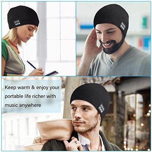 Stretchy Bluetooth Beanie Music Knitting Winter Hat Wireless Smart Men & Women Fasion Caps with Stereo Headset Fit for Outdoor/Indoor Sports Best as (Black 1#)