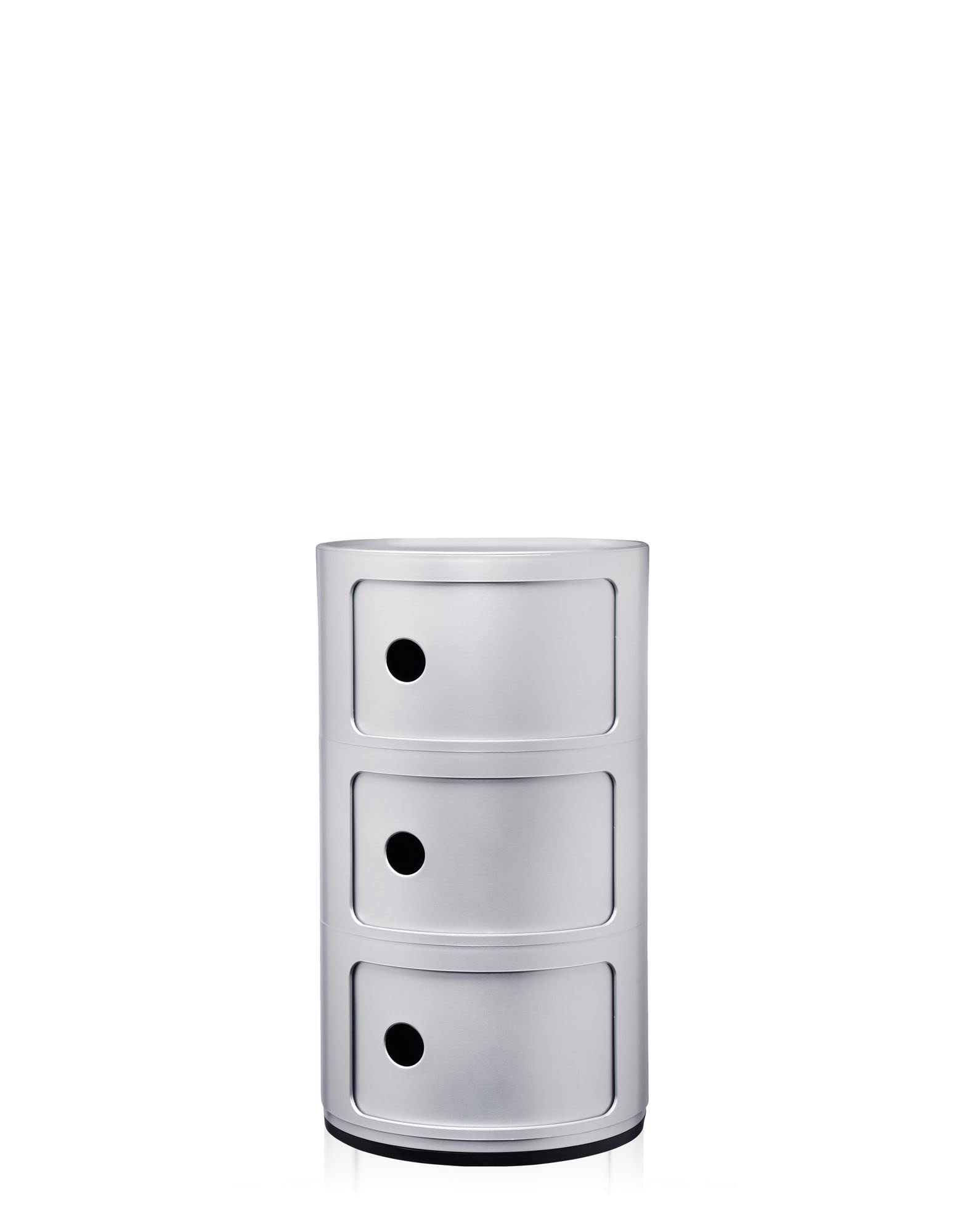 Kartell Componibili Recycled, 3 elements Cabinet, Silver, Ø 32 x H 58.5 cm
