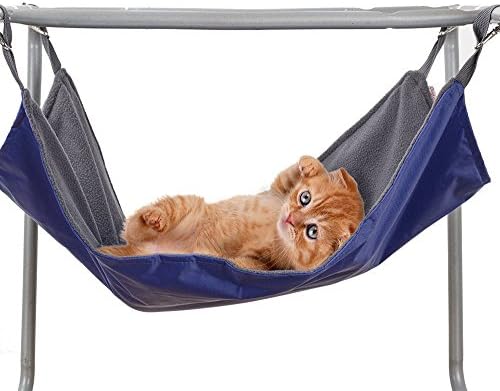 Cat Hammock Bed Comfortable Pet Kitty Hanging Hammock Bed 2 Sides Sleep for Winter and Summer for Cats/ Small Dogs/ Rabbits/ other Small Animals - 20.86'' x 15'' (Blue)