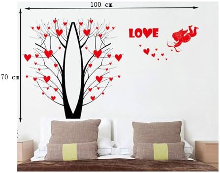 Uniquely Children Bedroom Home Decor Vinyl Wall Sticker Cupid Arrow Red Heart Love Tree Room Decal Art Mural Wallpaper