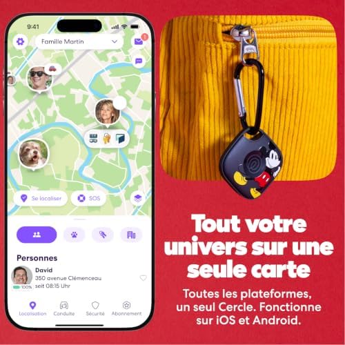 x Disney Tile - Starter Pack - Trackers et dispositifs de Suivi d'objets Bluetooth pour clés, Portefeuilles & Autres. Compatible avec iOS & Android. Lot de 2 (Noir Tile/Slim) - Mickey