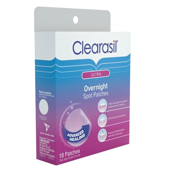 CLEARASIL STUBBORN ACNE OVERNIGHT SPOT PIMPLE PATCHES, 18 COUNT (PACK OF 6)