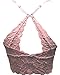 Ted Noah Floral Racerback Bralette Top Sheer Bustier Wlreless Removable Pads Breathable Bra(L.Rose, M)