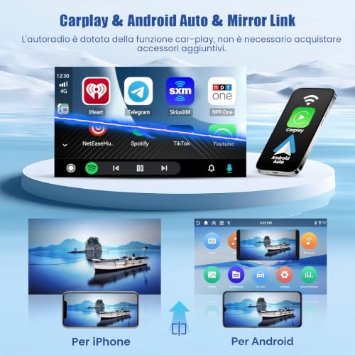 [4G+128G]Inefala Android 15 Car Radio for Fiat 500 2007-2015 with Wireless Carplay Android Car, 7 Inch Touchscreen Stereo Bluetooth Car Stereo with GPS Navigation WiFi RDS/FM SWC Rearview Camera Mic