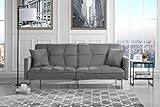 Modern Plush Tufted Velvet Splitback Living Room Futon (Light Grey)
