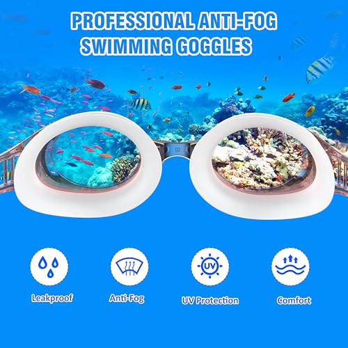 Seaflar Swimming Goggles for Adults – Open Water Anti-Fog UV Protection Waterproof Clear Vision – Easy Fit Swimming Goggles Men Women Young