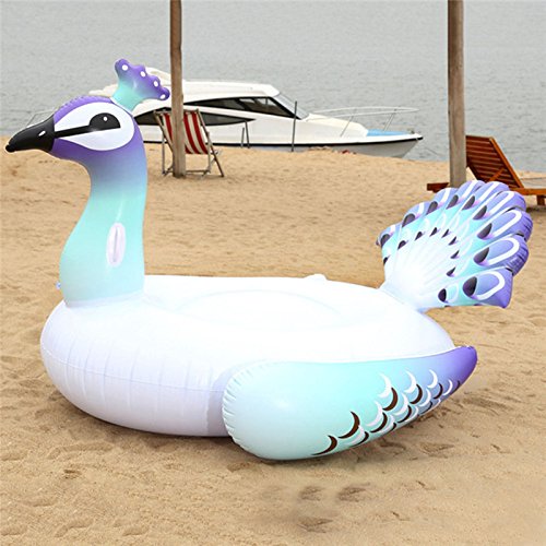 Giant Inflatable Pool Floats,ADSRO Deluxe Peacock/Seahorse Swimming Pool Float Ride-on Outdoor Swimming Party Lakes or the Beach Large Hammock Lounge Raft Toys for Adults Kids size 59 inch (Peacock) - Thumbnail 4