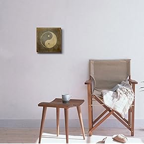 Canvas Prints Wall Art - Yin Yang Symbol on Vintage, Textured Background - 12" x 12"