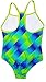 Speedo Girls Thin Strap One Piece Swimsuit (8, Lime Blue Check)