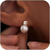 Pearl Dangle Earrings for Women Dainty Gold Long Pearl Drop Earrings Hypoallergenic Pearl Stud Earrings Wedding Jewelry Bridal Bridesmaid Gifts