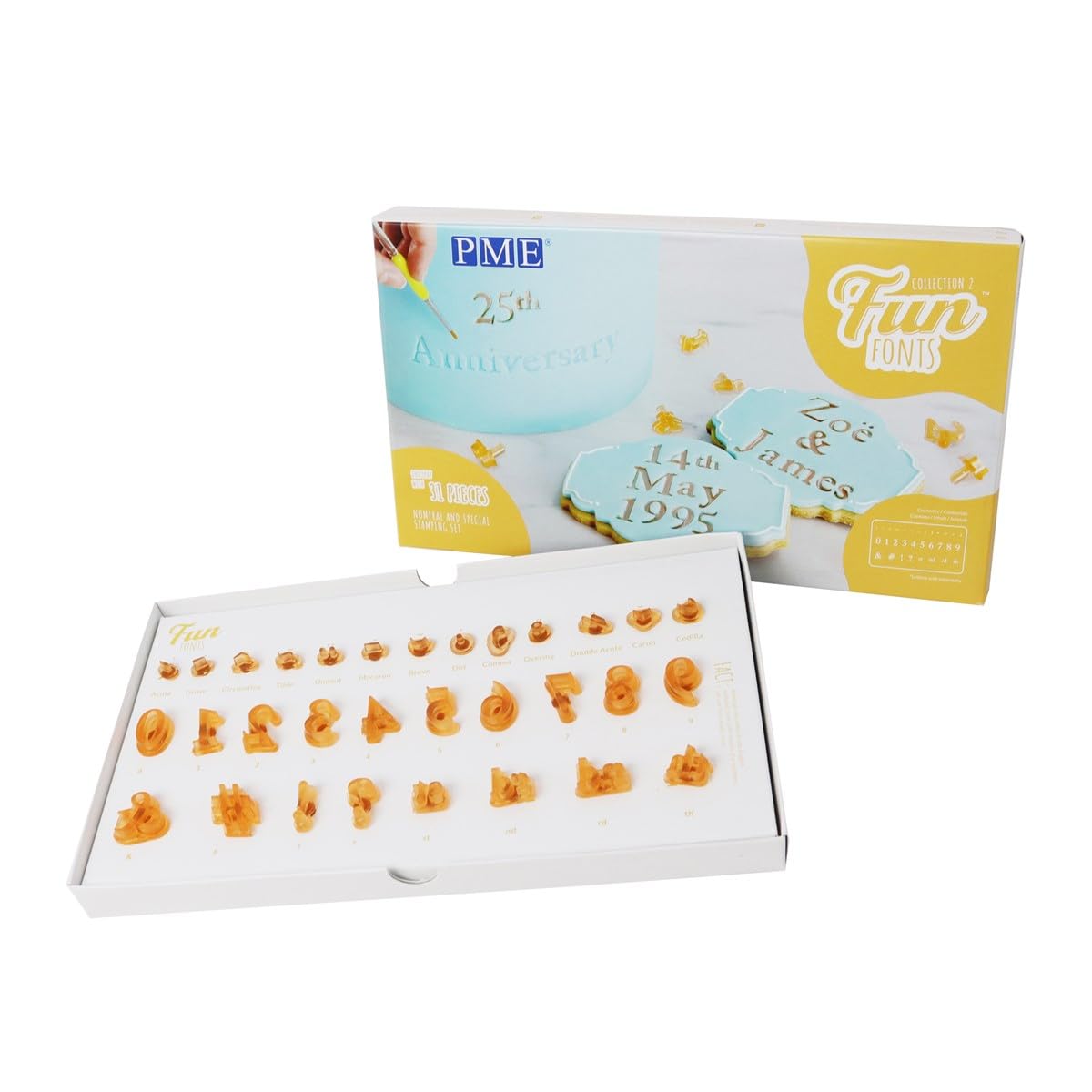 PME Fun Fonts-Numeral and Special Characters Stamping Set, Collection 2, Numbers & Special, Yellow