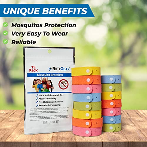 RiptGear Mosquito Bracelets 15 Pack of Mosquito Bracelets for Kids