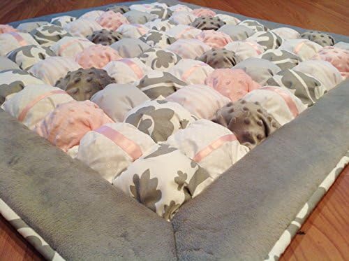 Bubble Puff Quilt for Floor Time Tummy Time in Pink and Gray