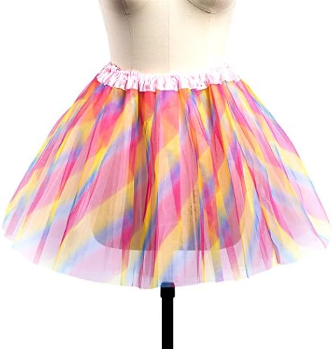 RuiXIngQiChe Women Classic Elastic Layered Tulle Tutu Skirt Petticoat Adult Puffy (Colorful)