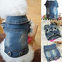 BYyushop Dog Puppy Blue Cowboy Jean Denim Vest Coat Jacket Clothes Outfits Pet Supplies - Blue S