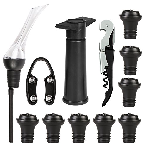 All in One Wine Accessories Sets Wine Saver Wine Aerator Pourer 1 Waiter Corkscrew Wine Opener 8 Vacuum Stoppers 1 Wine Bottle Foil Cutter - Thumbnail 7