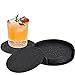 Coasters,Classic Pattern Faux Leather Drink Coasters set of 6 with Holder for Coffee Drinks by Happydavid(black round)