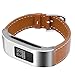 C2D JOY for Garmin Vivofit3/JR Case Leather Bands - Metal Steel Case with Leather Bands Only for Garmin Vivofit 3 and Vivofit JR Brown (5.9-8.2in)
