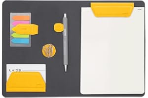 LHiDS Creative Magnetic Business Portfolio Resume Padfolio Organizer, A5 Folder with Clipboard, Paper Clip, Writing Pad, Magnetic Closure for Work, School and More, Yellow
