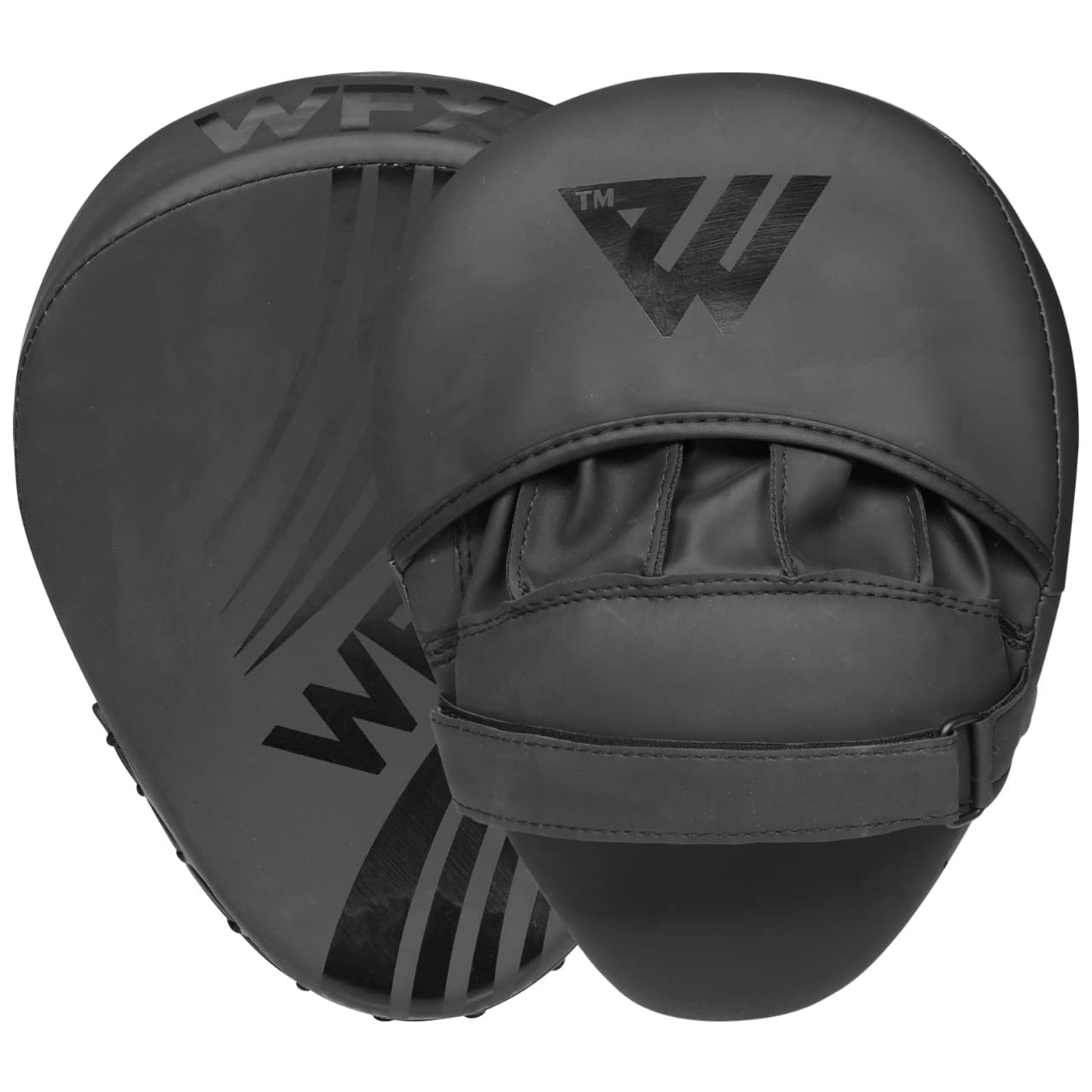 WFX Pads Focus Mitts Hook and Jab Punch Bag Target Training Curved Strike Shield Hand Muay Thai Pad MMA Martial Arts Gloves (Black)