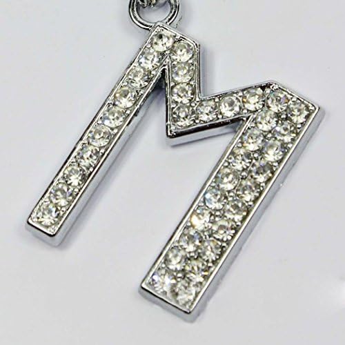 SSWQ 26 Metal Alphabet Letter A-Z Diamante Keyring Sparkly Bling Crystal Keychain Ring-M