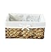 Rectangular Woven Seagrass Storage Bins with Handle,Kingwillow. (water hyacinth, Small)