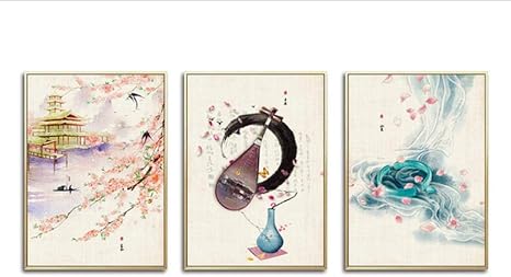 Amazon Zhaoyangeng 水彩風景ピンク桜キャンバスモジュラー絵画ポスターアート壁絵かわいい女の子用リビングルーム 40 60センチ 3フレームなし アートフレーム ポスター オンライン通販