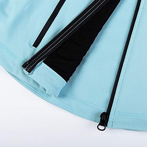 Dolcevida Women's Slim Fit Workout Track Jackets Full Zip Stretchy Warm up Active Running Jacket with Thumb Holes (Sea Angel, S)
