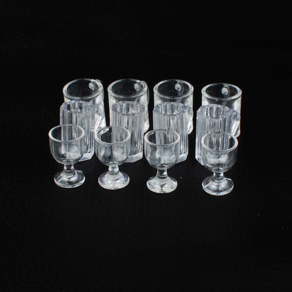 NWFashion 12PCS Miniature Dollhouse Furniture Accessory Plastic Transparent Glass Cup