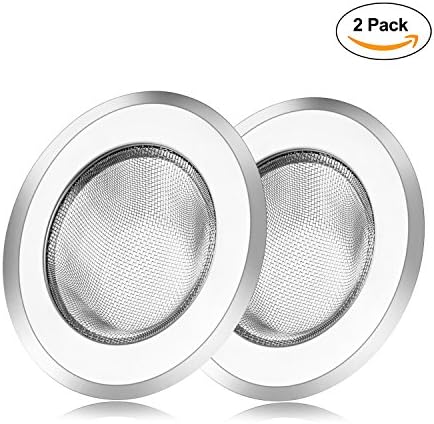 HMbest Kitchen Sink Strainer 2 Pack 4.5'' Diameter Durable & Rust Proof Stainless Steel Wide Rim & Easy Installation Keep Plumbing Pipes Clean Prevent Food Particles From Clogging (Sink Strainer-Mesh)