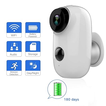Akku-Outdoor-Überwachungskamera, wasserdicht Drahtlose 720P Akku Surveillance System Powered, WiFi IP-HD-CCTV-Video-Monitor H