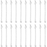 UNICRAFTALE 20Pcs 70mm 304 Stainless Steel Extension Chain Sets End Chains Extension Tails with Clasps and Tiny Heart Charm Chain Extender for Necklace Bracelet Jewelry Making
