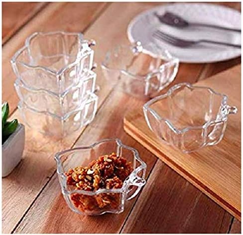 famacart European Style Maple Leaf Shape Glass Ice Cream Bowl Dish/Pudding for bar Table and Home - Set of 6