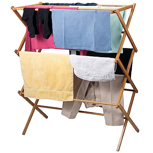 Homeit Wooden Clothes Drying Rack for Laundry Collapsible Folding