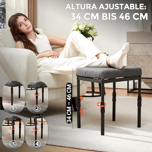 TIOPGHAD Reposapiés Ajustable para Debajo del Escritorio, Otomana Ergonómica con 4 Alturas e Inclinación de 60°, Taburete de Apoyo para Pantorrillas para Oficina y Hogar, Gris Carbón