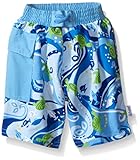 i play. Toddler Boys' Pocket Trunks with Built-In Reusable Absorbent Swim Diaper, Blue Turtle, 3T