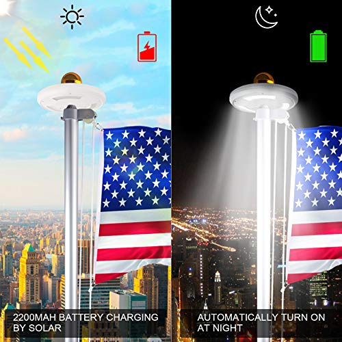 HC Display Solar Flag Pole Light, Super Bright 111 LED Flagpole Light, Fits Most Flag Poles, Energy Saving LEDs with 2 Modes Auto On/Off Night Lighting