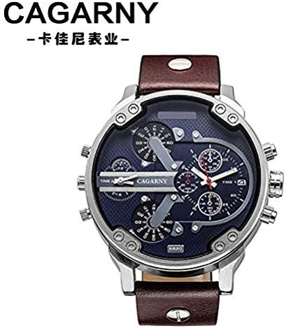 Cagarny Beautiful Large Quartz Watch Dial Men's Fashion Dual Time Zone Quartz Watch